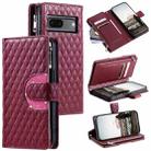 For Google Pixel 7 5G Glitter Lattice Zipper Wallet Leather Phone Case(Wine Red) - 1