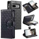 For Google Pixel 7a Glitter Lattice Zipper Wallet Leather Phone Case(Black) - 1