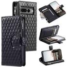 For Google Pixel 7 Pro 5G Glitter Lattice Zipper Wallet Leather Phone Case(Black) - 1