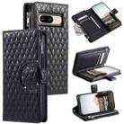 For Google Pixel 8 Glitter Lattice Zipper Wallet Leather Phone Case(Black) - 1