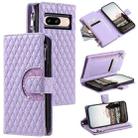 For Google Pixel 8 Glitter Lattice Zipper Wallet Leather Phone Case(Purple) - 1