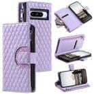 For Google Pixel 8 Pro Glitter Lattice Zipper Wallet Leather Phone Case(Purple) - 1