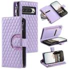 For Google Pixel 9 Pro XL Glitter Lattice Zipper Wallet Leather Phone Case(Purple) - 1