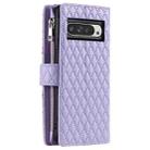 For Google Pixel 9 Pro XL Glitter Lattice Zipper Wallet Leather Phone Case(Purple) - 3