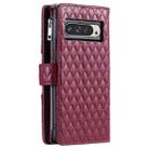 For Google Pixel 9 Pro XL Glitter Lattice Zipper Wallet Leather Phone Case(Wine Red) - 3