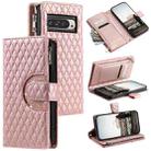 For Google Pixel 9 Pro XL Glitter Lattice Zipper Wallet Leather Phone Case(Rose Gold) - 1