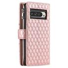 For Google Pixel 9 Pro XL Glitter Lattice Zipper Wallet Leather Phone Case(Rose Gold) - 3