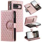 For Google Pixel 9 / 9 Pro Glitter Lattice Zipper Wallet Leather Phone Case(Rose Gold) - 1