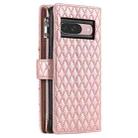 For Google Pixel 9 / 9 Pro Glitter Lattice Zipper Wallet Leather Phone Case(Rose Gold) - 3