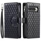 For Google Pixel 10 Pro XL Glitter Lattice Zipper Wallet Leather Phone Case(Black) - 2