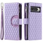For Google Pixel 10 Pro XL Glitter Lattice Zipper Wallet Leather Phone Case(Purple) - 2
