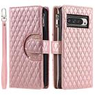 For Google Pixel 10 Pro XL Glitter Lattice Zipper Wallet Leather Phone Case(Rose Gold) - 2
