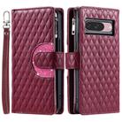 For Google Pixel 10 / 10 Pro Glitter Lattice Zipper Wallet Leather Phone Case(Wine Red) - 2