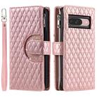 For Google Pixel 10 / 10 Pro Glitter Lattice Zipper Wallet Leather Phone Case(Rose Gold) - 2