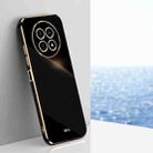 For Realme 12 5G XINLI Straight 6D Plating Gold Edge TPU Phone Case(Black) - 1