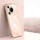 For Huawei Pura 70 XINLI Straight 6D Plating Gold Edge TPU Phone Case(Pink) - 1