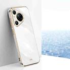 For Huawei Pura 70 XINLI Straight Edge 6D Electroplate TPU Phone Case(White) - 1