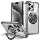 For iPhone 15 Pro Gold Shield CD Pattern MagSafe Magnetic Phone Case with Rotating Stand(Transparent Black) - 1