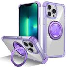 For iPhone 13 Pro Max Gold Shield CD Pattern MagSafe Magnetic Phone Case with Rotating Stand(Transparent Purple) - 1