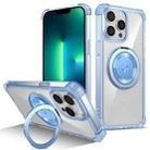 For iPhone 13 Pro Gold Shield CD Pattern MagSafe Magnetic Phone Case with Rotating Stand(Transparent Blue) - 1