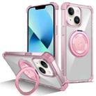 For iPhone 13 Gold Shield CD Pattern MagSafe Magnetic Phone Case with Rotating Stand(Transparent Pink) - 1