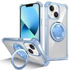 For iPhone 13 Gold Shield CD Pattern MagSafe Magnetic Phone Case with Rotating Stand(Transparent Blue) - 1