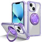 For iPhone 13 Gold Shield CD Pattern MagSafe Magnetic Phone Case with Rotating Stand(Transparent Purple) - 1