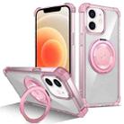 For iPhone 12 Gold Shield CD Pattern MagSafe Magnetic Phone Case with Rotating Stand(Transparent Pink) - 1