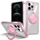 For iPhone 12 Pro Gold Shield CD Pattern MagSafe Magnetic Phone Case with Rotating Stand(Transparent Pink) - 1