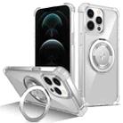 For iPhone 12 Pro Max Gold Shield CD Pattern MagSafe Magnetic Phone Case with Rotating Stand(Transparent) - 1