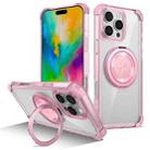 For iPhone 16 Pro Max Gold Shield CD Pattern MagSafe Magnetic Phone Case with Rotating Stand(Transparent Pink) - 1