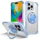 For iPhone 16 Pro Max Gold Shield CD Pattern MagSafe Magnetic Phone Case with Rotating Stand(Transparent Blue) - 1