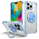 For iPhone 16 Pro Gold Shield CD Pattern MagSafe Magnetic Phone Case with Rotating Stand(Transparent Blue) - 1