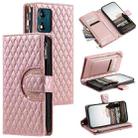 For Motorola Moto E13 Glitter Lattice Zipper Wallet Leather Phone Case(Rose Gold) - 1