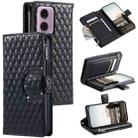 For Motorola Moto G24 Glitter Lattice Zipper Wallet Leather Phone Case(Black) - 1