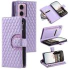 For Motorola Moto G24 Glitter Lattice Zipper Wallet Leather Phone Case(Purple) - 1