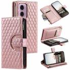 For Motorola Moto G24 Glitter Lattice Zipper Wallet Leather Phone Case(Rose Gold) - 1