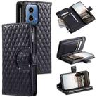 For Motorola Moto G34 Glitter Lattice Zipper Wallet Leather Phone Case(Black) - 1