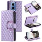 For Motorola Moto G34 Glitter Lattice Zipper Wallet Leather Phone Case(Purple) - 1