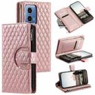 For Motorola Moto G34 Glitter Lattice Zipper Wallet Leather Phone Case(Rose Gold) - 1