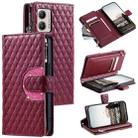 For Motorola Moto G53 5G Glitter Lattice Zipper Wallet Leather Phone Case(Wine Red) - 1