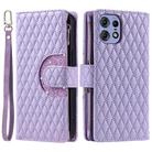 For Motorola Edge 50 Pro Glitter Lattice Zipper Wallet Leather Phone Case(Purple) - 3