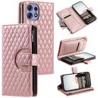 For Motorola Edge 50 Pro Glitter Lattice Zipper Wallet Leather Phone Case(Rose Gold) - 1