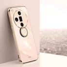 For OPPO Find X7 5G XINLI Straight Edge 6D Electroplate TPU Phone Case with Ring Holder(Pink) - 1