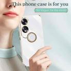 For OPPO A60 4G XINLI Straight Edge 6D Electroplate TPU Phone Case with Ring Holder(White) - 3