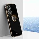 For OPPO A60 4G XINLI Straight 6D Plating Gold Edge TPU Shockproof Case with Ring Holder(Black) - 1