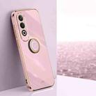 For OPPO K12 XINLI Straight 6D Plating Gold Edge TPU Shockproof Case with Ring Holder(Cherry Purple) - 1