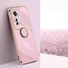 For OPPO Reno11 F XINLI Straight Edge 6D Electroplate TPU Phone Case with Ring Holder(Cherry Purple) - 1