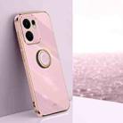 For OPPO Reno13 F 5G Global XINLI Straight Edge 6D Electroplate TPU Phone Case with Ring Holder(Cherry Purple) - 1