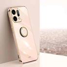 For OPPO Reno14 5G Global XINLI Straight Edge 6D Electroplate TPU Phone Case with Ring Holder(Pink) - 1